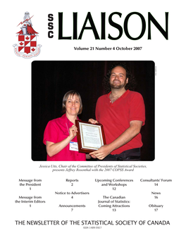 The Newsletter of the Statistical Society of Canada Issn 1489-5927