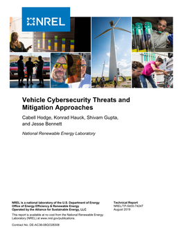 Vehicle Cybersecurity Threats and Mitigation Approaches Cabell Hodge, Konrad Hauck, Shivam Gupta, and Jesse Bennett