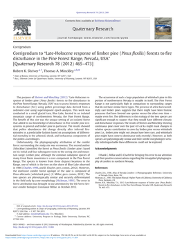 Quaternary Research 79 (2013) 309