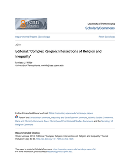 Complex Religion: Intersections of Religion and Inequality