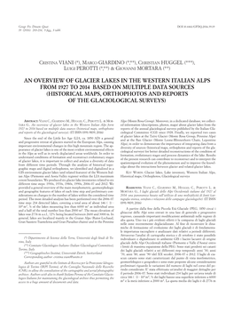 An Overview of Glacier Lakes in the Western Italian Alps from 1927 To