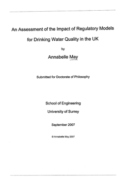 An Assessment of the Impact of Regulatory Models for Drinking