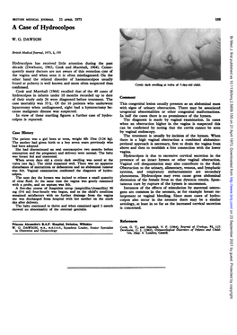 A Case of Hydrocolpos Br Med J: First Published As 10.1136/Bmj.2.5859.155 on 21 April 1973