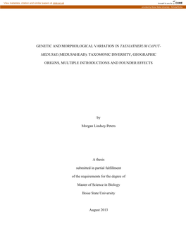 Genetic and Morphological Variation in Taeniatherum Caput