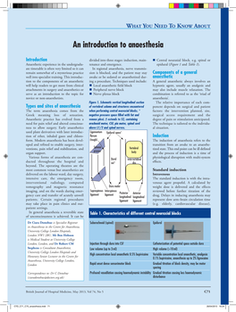 An Introduction to Anaesthesia