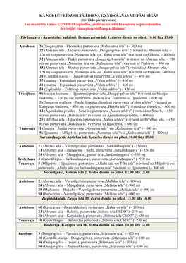 KĀ NOKĻŪT LĪDZ SILTĀ ĒDIENA IZSNIEGŠANAS VIETĀM RĪGĀ? (Tuvākās Pieturvietas) Lai Mazinātu Vīrusa COVID-19 Izplatību, Aicinām Izvērtēt Braucienu Nepieciešamību