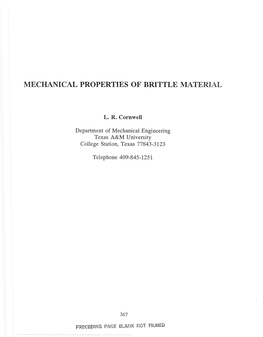 Mechanical Properties of Brittle Material