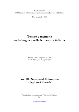 Tempo E Memoria Nella Lingua E Nella Letteratura Italiana