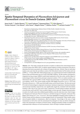 Spatio-Temporal Dynamics of Plasmodium Falciparum and Plasmodium Vivax in French Guiana: 2005–2019