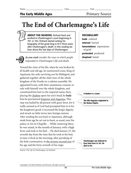 The End of Charlemagne's Life