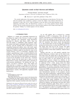 Quantum Cosmic No-Hair Theorem and Inflation