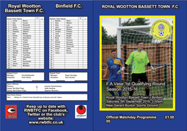 Royal Wootton Bassett Town F.C. Binfield F.C