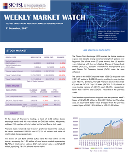 Weekly Market Watch Sic-Fsl Investment+ Research| Market Reviews|Ghana