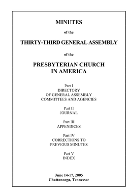 Minutes Thirty-Third General Assembly Presbyterian