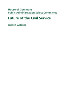 House of Commons Public Administration Select Committee Future of the Civil Service