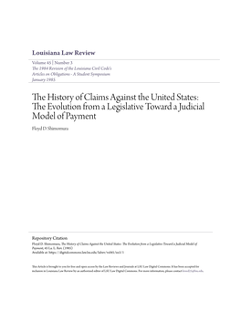 The Evolution from a Legislative Toward a Judicial Model of Payment, 45 La