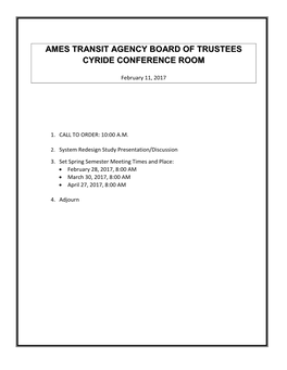 Ames Transit Agency Board of Trustees Cyride Conference Room