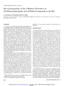 The Carcinogenicity of the O-Methoxy Derivatives of N-2-Fluorenylacetamide and of Related Compounds in the Rat