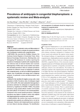 Prevalence of Amblyopia in Congenital Blepharoptosis: a Systematic Review and Meta-Analysis