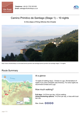 Camino Primitivo De Santiago (Stage 1) – 10 Nights in the Steps of King Alfonso the Chaste