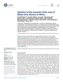 Updates to the Zoonotic Niche Map of Ebola Virus Disease in Africa