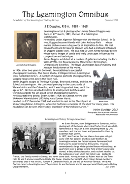 The Leamington Omnibus Newsletter of the Leamington History Group Autumn 2012