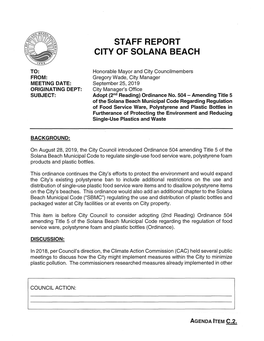 Staff Report City of Solana Beach