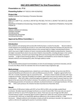 HAC 2016 ABSTRACT for Oral Presentations