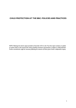 Child Protection at the Bbc: Policies and Practices