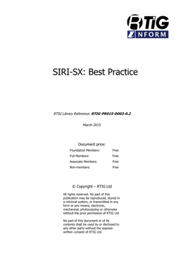 SIRI-SX: Best Practice