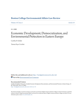 Economic Development, Democratization, and Environmental Protection in Eastern Europe Cynthia B