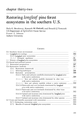 Restoring Longleaf Pine Forest Ecosystems in the Southern U.S