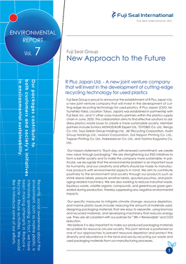 Fuji Seal Group Environment Report Vol.7 / New Approach to the Future