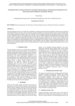 Information Extraction of Tourist Geological Resources Based on 3D Visualization Remote Sensing Image