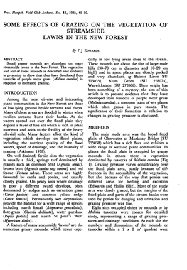 Some Effects of Grazing on the Vegetation of Streamside Lawns in the New Forest