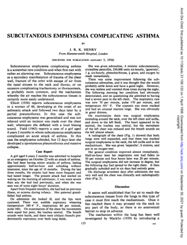 Subcutaneous Emphysema Complicating Asthma