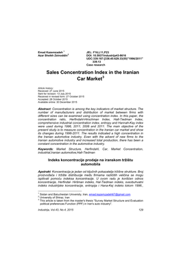 Sales Concentration Index in the Iranian Car Market3