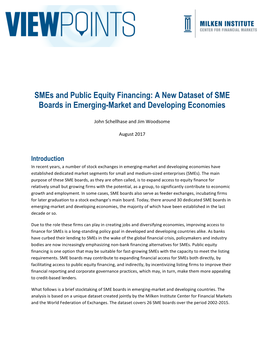 Smes and Public Equity Financing: a New Dataset of SME Boards in Emerging-Market and Developing Economies