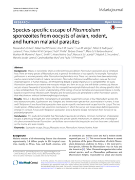 Species-Specific Escape of Plasmodium Sporozoites From