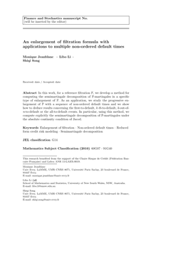 An Enlargement of Filtration Formula with Applications to Multiple Non