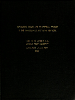 Washington Irving's Use of Historical Sources in the Knickerbocker History of New York