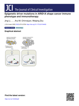 Epigenetic Driver Mutations in ARID1A Shape Cancer Immune Phenotype and Immunotherapy