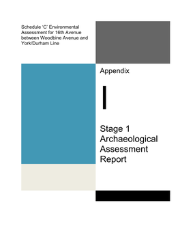 Appendix I Stage 1 Archaeology