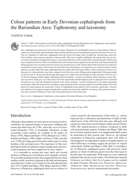 Colour Patterns in Early Devonian Cephalopods from the Barrandian Area: Taphonomy and Taxonomy