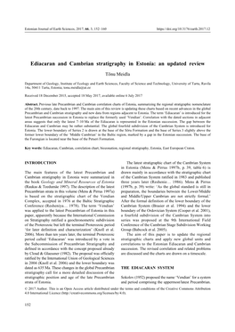 Ediacaran and Cambrian Stratigraphy in Estonia: an Updated Review