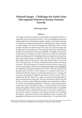 Challenges for South Asian Sub-Regional Nations to Sustain Tourism Growth