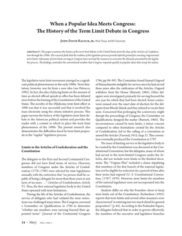 The History of the Term Limit Debate in Congress