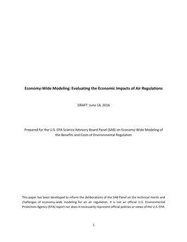 Economy-Wide Modeling: Evaluating the Economic Impacts of Air Regulations
