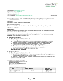 Toviaz) Reference Number: ERX.ST.16 Effective Date: 09.01.17 Last Review Date: 08.17 Line of Business: Commercial [Prescription Drug Plan] Revision Log