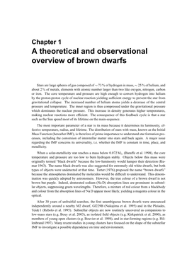 Chapter 1 a Theoretical and Observational Overview of Brown